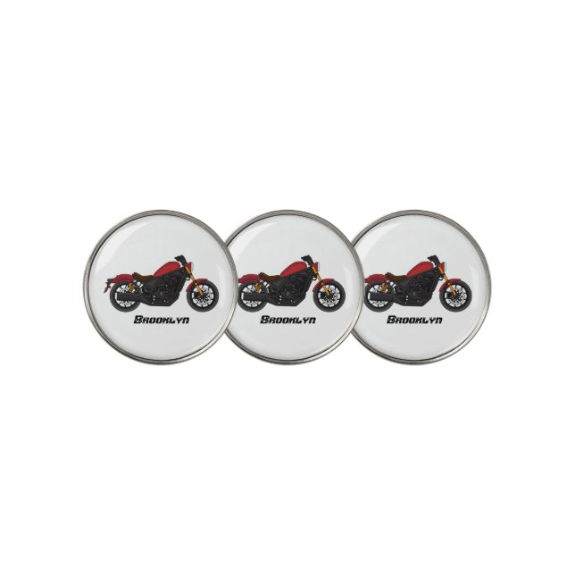Cool cruiser style motorcycle golf ball marker (3 Up)