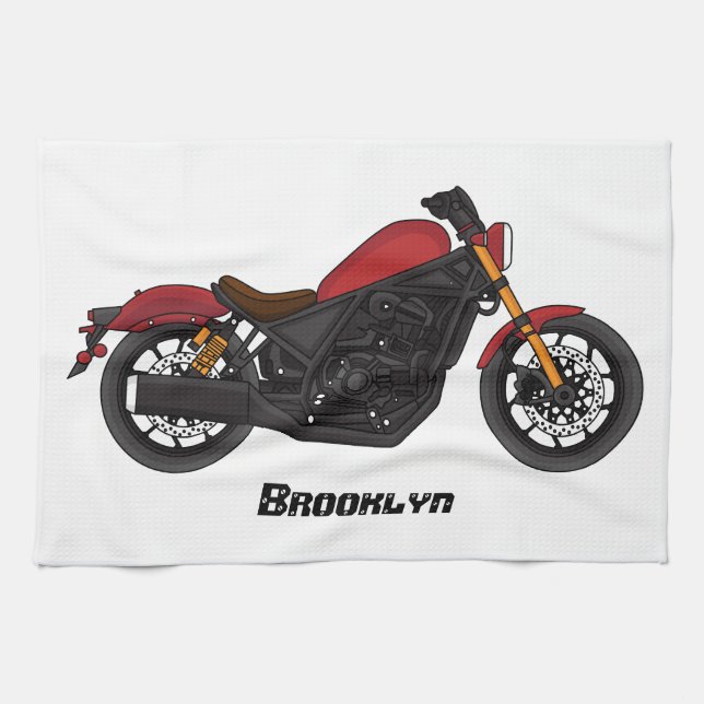 Cool cruiser style motorcycle kitchen towel (Horizontal)