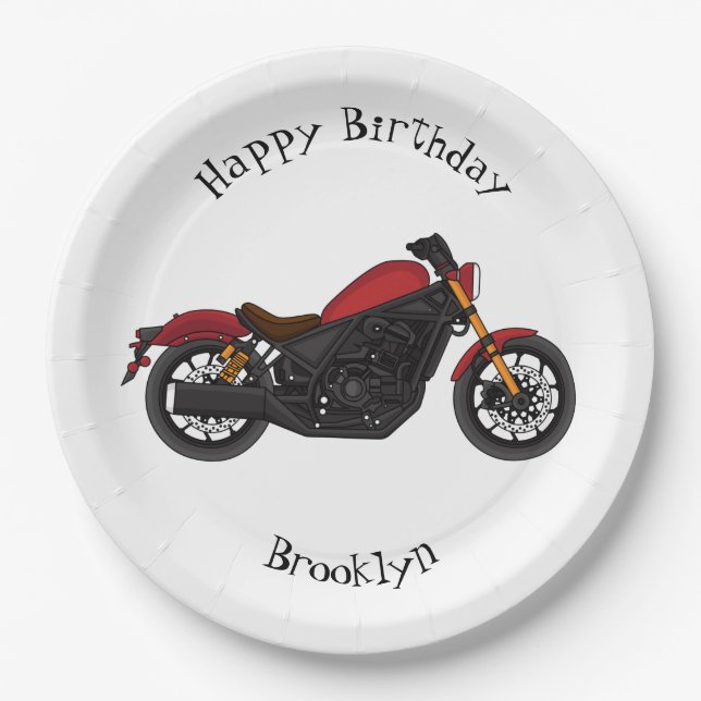 Cool cruiser style motorcycle paper plates (Front)