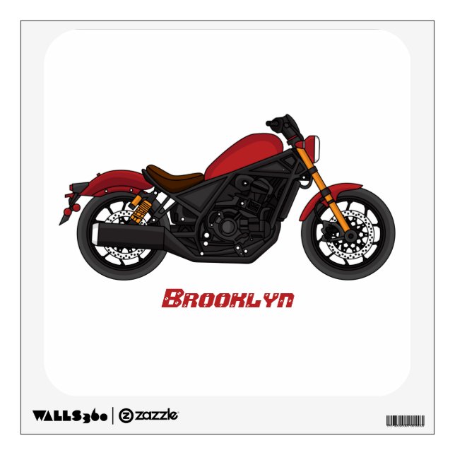Cool cruiser style motorcycle wall decal (Front)