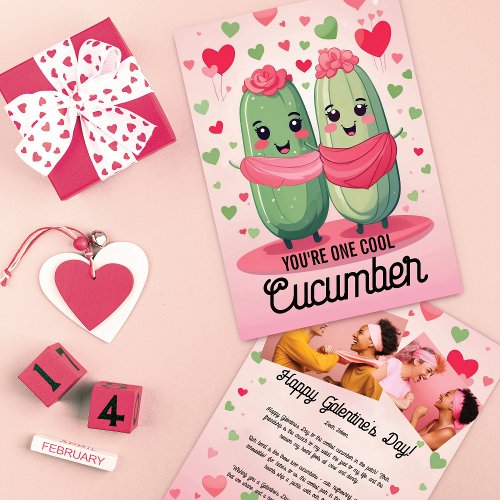 Cool Cucumber Friendship Galentines Day Holiday Card