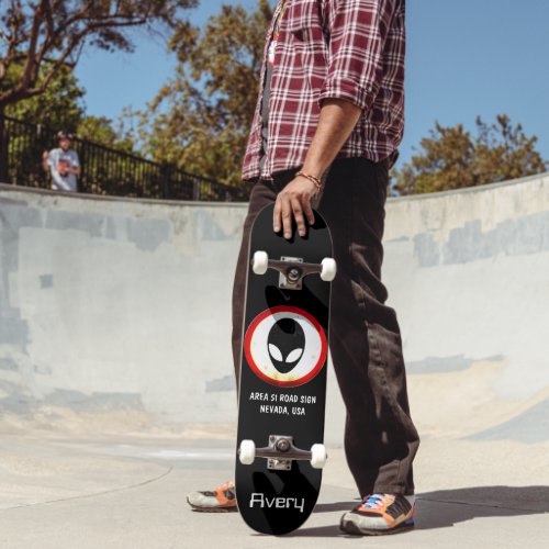 Cool Custom Area 51 Road Sign Add Name Black Skateboard