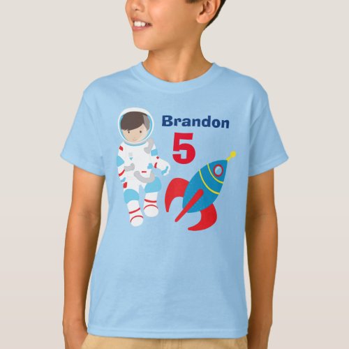 Cool Custom Astronaut Boy Space Birthday Kids T_Shirt