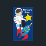 Cool Custom Astronaut Outer Space Kids Light Switch Cover<br><div class="desc">A boy in a spacesuit floats in the deep blue sky of outer space.  Personalize this fun boys room decor with your child's name in blue if they have a cool planets and solar system theme. Complete with cute rocket ship and yellow star in the night sky.</div>