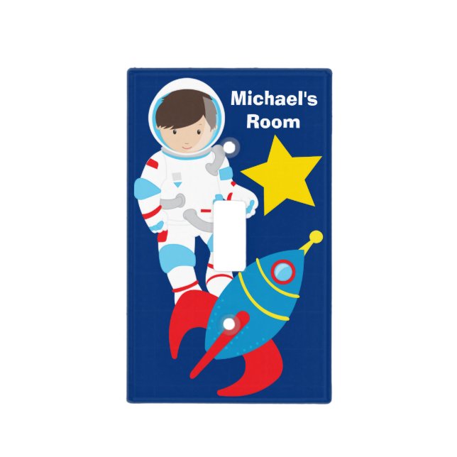 Cool Custom Astronaut Outer Space Kids Light Switch Cover (Front)