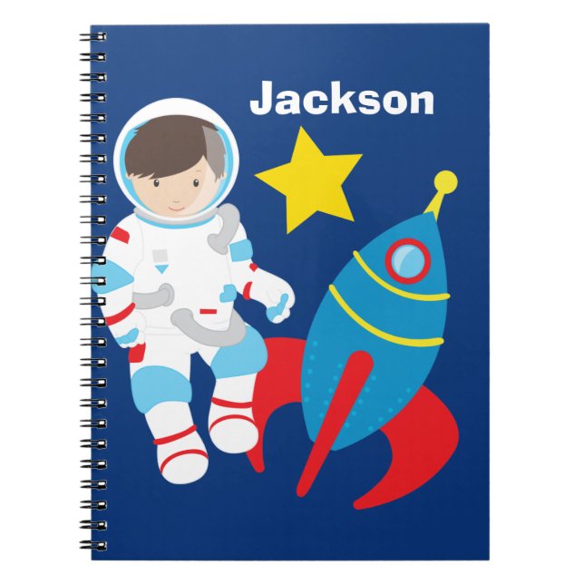 Cool Custom Astronaut Outer Space Kids Notebook (Front)