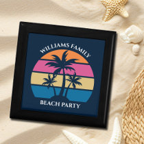 Cool Custom Beach Party Blue Palm Tree Gift Box