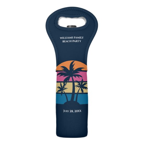 Cool Custom Beach Party Blue Palm Tree Wine Bag