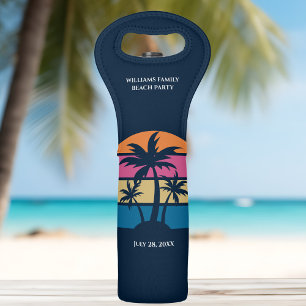 Cool Custom Beach Party Blue Palm Tree Wine Bag
