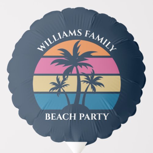 Cool Custom Beach Party Blue Palm Trees Balloon