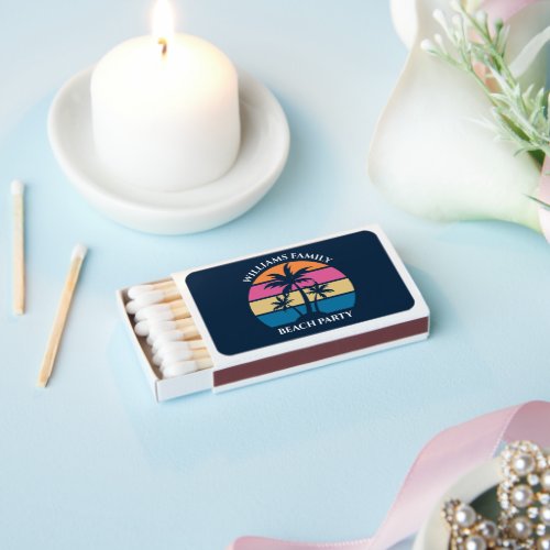 Cool Custom Beach Party Blue Palm Trees Matchboxes