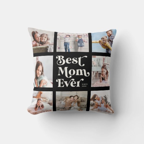 Cool Custom Best Mom Ever Modern Photo Collage Throw Pillow
