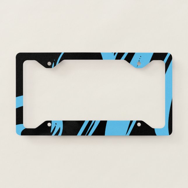 Cool Custom Black and Baby Blue  License Plate Frame (Front)
