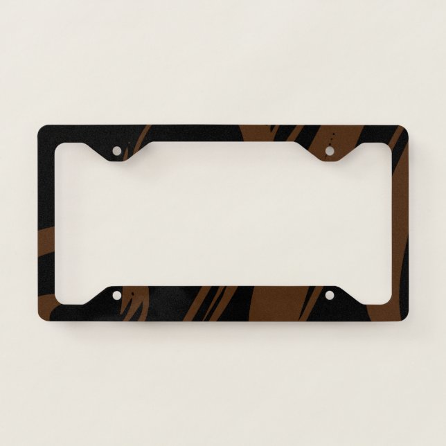 Cool Custom Black and Brown Car License Plate Frame (Front)