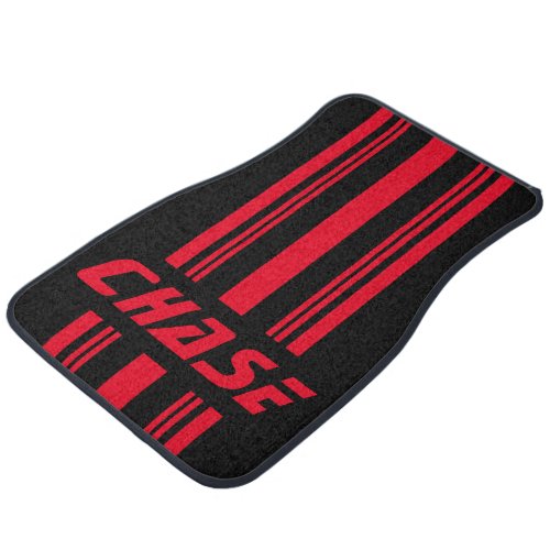 Cool Custom Black  Red Stripes Set of Car Mats