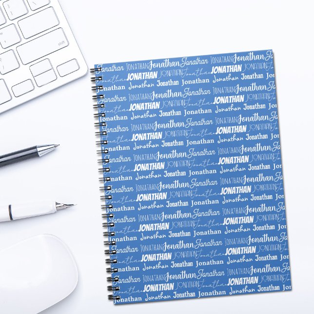 Cool Custom Blue Name Font Collage Notebook (Creator Uploaded)