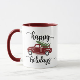Cool Custom Christmas Tree On Red Truck Coffee Mug