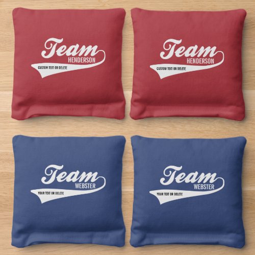 Cool Custom Family Team Name Retro Sports Logo  Cornhole Bags