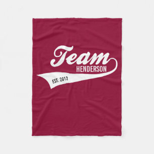 Cool Custom Family Team Name Retro Sports Logo Fleece Blanket
