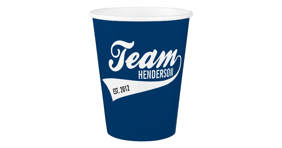 Cool Custom Family Team Name Retro Sports Logo Paper Cup | Zazzle