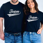 Cool Custom Family Team Name Retro Sports Logo T-Shirt<br><div class="desc">Celebrate your family with this cool shirt featuring a retro sports like "Team" logo with a swoosh tail. Personalize by adding your name and established year. Great for family reunions, outings, family sporting events or just to show you're proud of your "team". Check out our coordinating products by clicking on...</div>