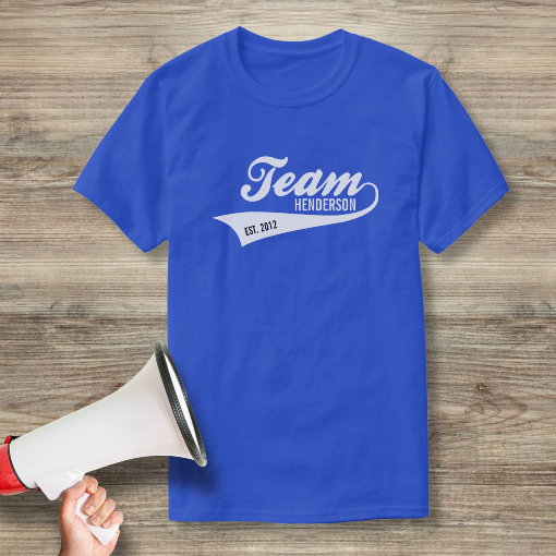 Cool Custom Family Team Name Retro Sports Logo T-Shirt | Zazzle