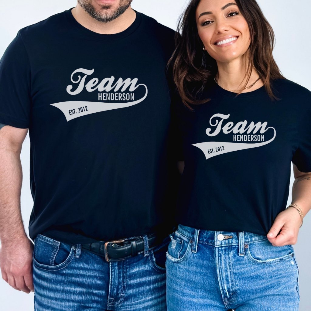 Custom Family Team Name Retro Sports Logo T-Shirt