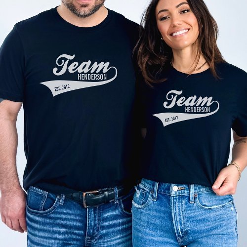 Cool Custom Family Team Name Retro Sports Logo T_Shirt