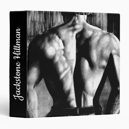 Cool Custom Fitness Handsome Masculine Man Drawing 3 Ring Binder