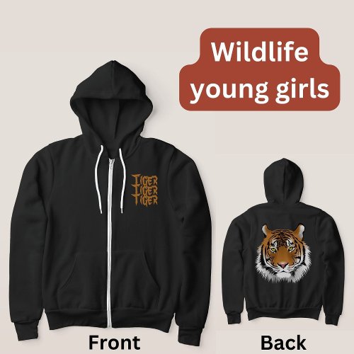 Cool custom gift for her Wild animal Tiger Black Hoodie