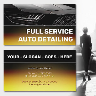 Cool Custom Golden Chrome Black Car Service Business Card
