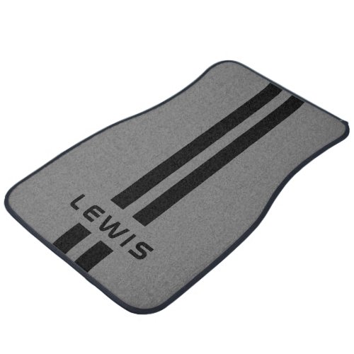Cool Custom Grey Stripe Modern Personalised Car Floor Mat