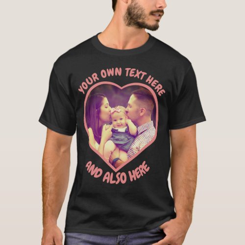 Cool custom heart shaped photo and text  T_Shirt
