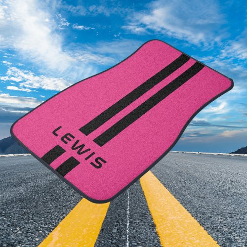Cool Custom Hot Pink Stripe Personalized car mat