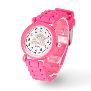 Cool Custom Name Boho Rainbow and Heart Watch