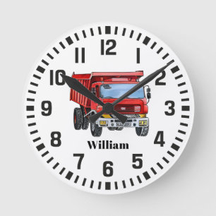 Cool Custom Name Construction Dump Truck Round Clock