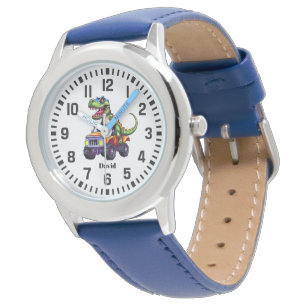 Cool Custom Name Dinosaur Riding Monster Truck Watch