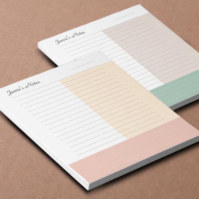 Cool Custom Name Modern Beige Sand Peach Lined  Notepad (Creator Uploaded)