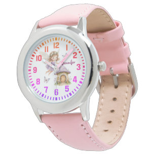 Cool Custom Name Purple Fairy and Butterflies Watch