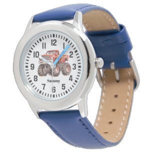 Cool Custom Name Red Monster Truck Watch