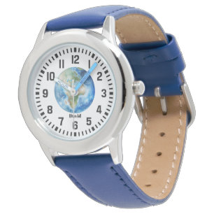 Cool Custom Name Watercolor Earth Planet Watch