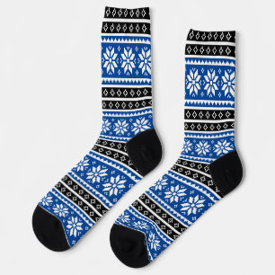 Cool custom Nordic snowflake pattern men's socks