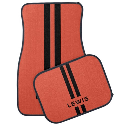 Cool Custom Orange Stripe Personalized car mat