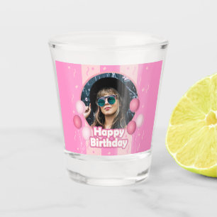 COOL! Custom Pink Happy Birthday Photo Shot Glass