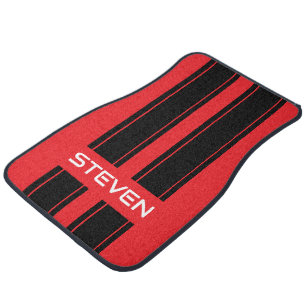 COOL! 🏎️ Custom Red Car Floor Mats – Black Racing