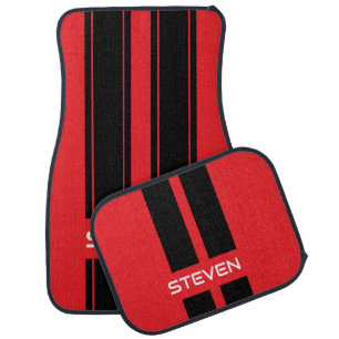 COOL! ️ Custom Red Car Floor Mats – Black Racing