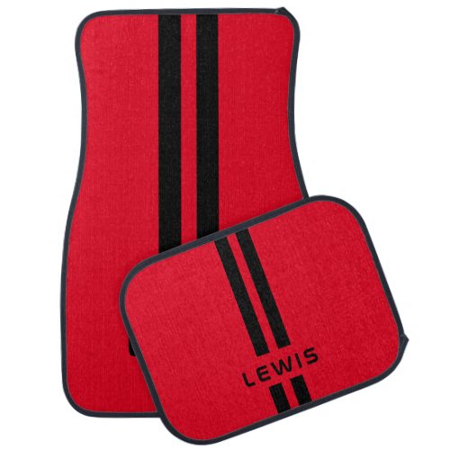 Cool Custom Red Striped Personalized car floor mat