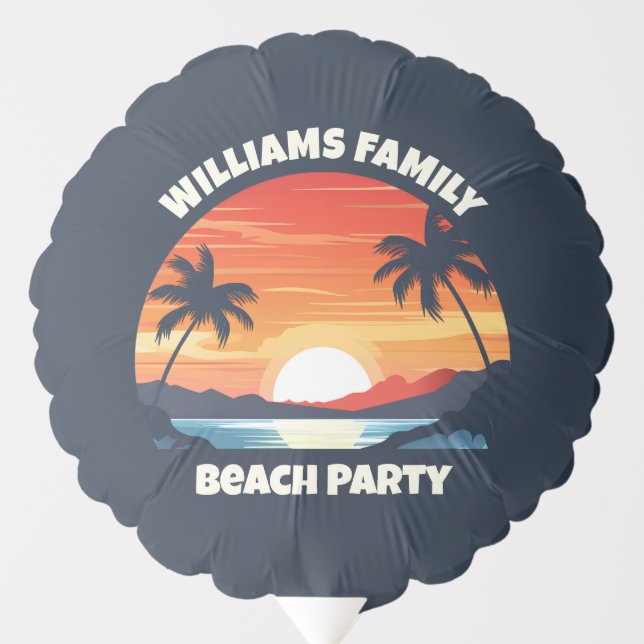 Cool Custom Sunrise Palm Trees Beach Party Blue Balloon (Front)