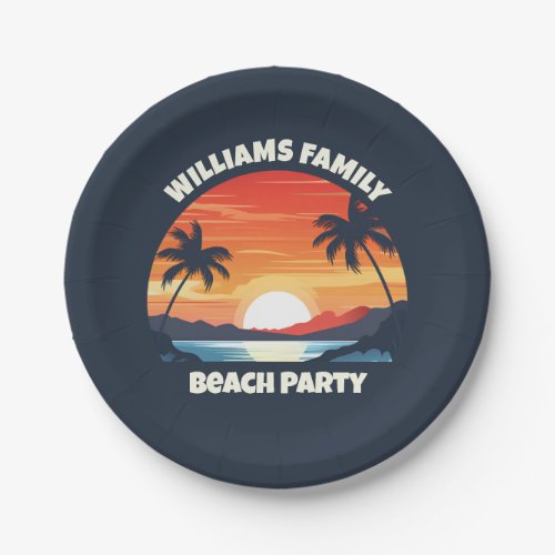 Cool Custom Sunrise Palm Trees Beach Party Blue