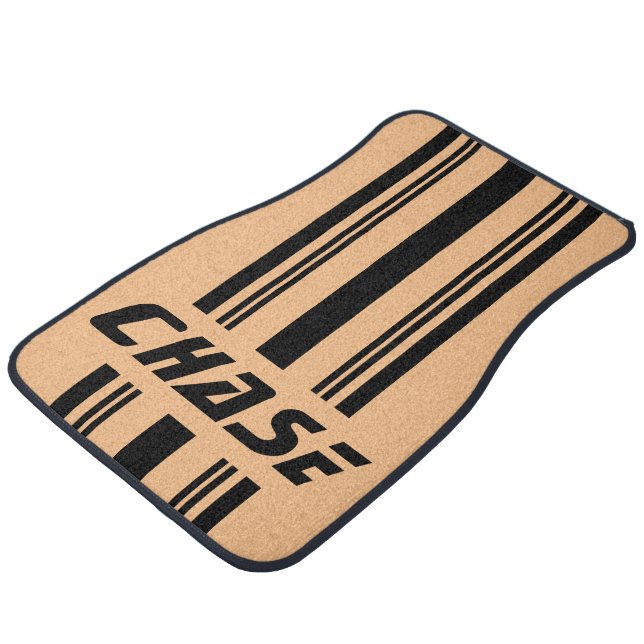 Cool Custom Tan & Black Stripes Set of Car Mats (Angled)